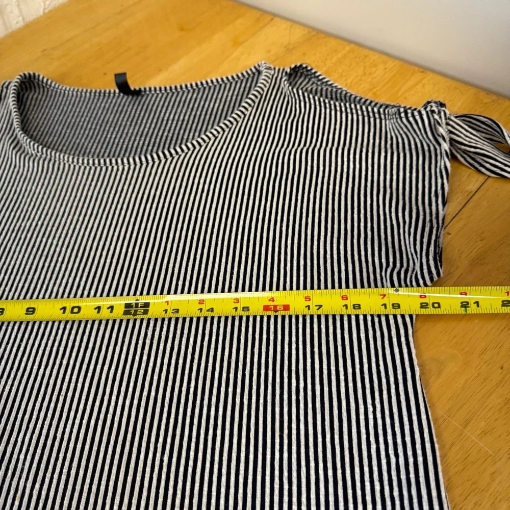 Ava James Womens Top Large Blue/white Striped Cold Shoulder - Picture 7 of 8